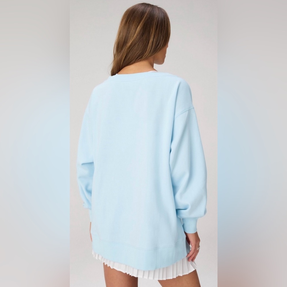 Fabletics Terry Oversized Crew Neck Sweatshirt | L | NWT | Baby Blue - Picture 2 of 9